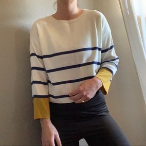Poof Apparel crop sweater cream with stripes